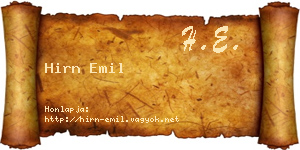 Hirn Emil névjegykártya